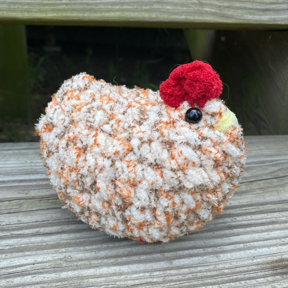 Handmade Plush Chicken Toy/home decor, - Brown and Red
